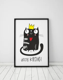 Plakat z kotem. Jestę królę - Obrazy i zdjęcia na płótnie Plakat z kotem. Jestę królę - Obrazy i zdjęcia na płótnie - miniaturka - grafika 1