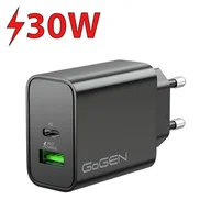 Ładowarki do telefonów - Ładowarka sieciowa GoGEN ACHPD230, 1xUSB-C PD, 1x USB-A, 30W (ACHPDQ230B) Czarna - miniaturka - grafika 1