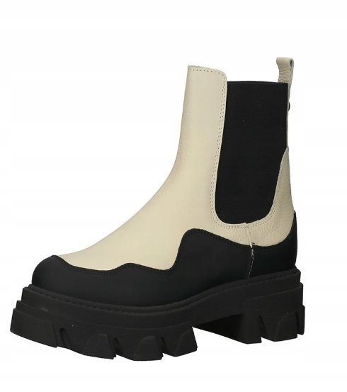 STEVE MADDEN BOTKI DAMSKIE BEŻOWO CZARNE WSUWANE SKÓRA 39 JNB