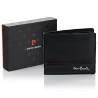 Portfele - Mały portfel męski Pierre Cardin YS605 8825 z RFID - czarno-czerwony - miniaturka - grafika 1