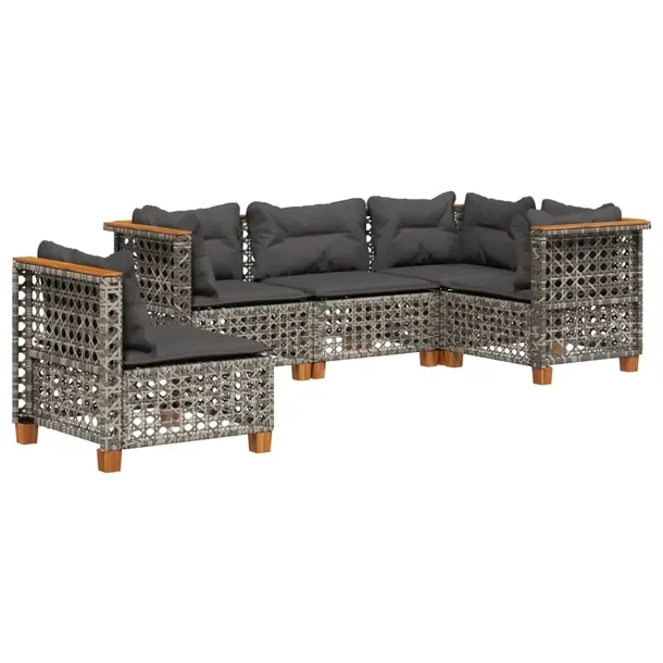 Zestaw mebli ogrodowych w kolorze szarym, rattan PE, wymiary 63,5 x 63,5 x