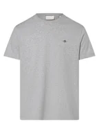 Koszulki męskie - Gant T-shirt męski Mężczyźni Bawełna szary jednolity, S - miniaturka - grafika 1