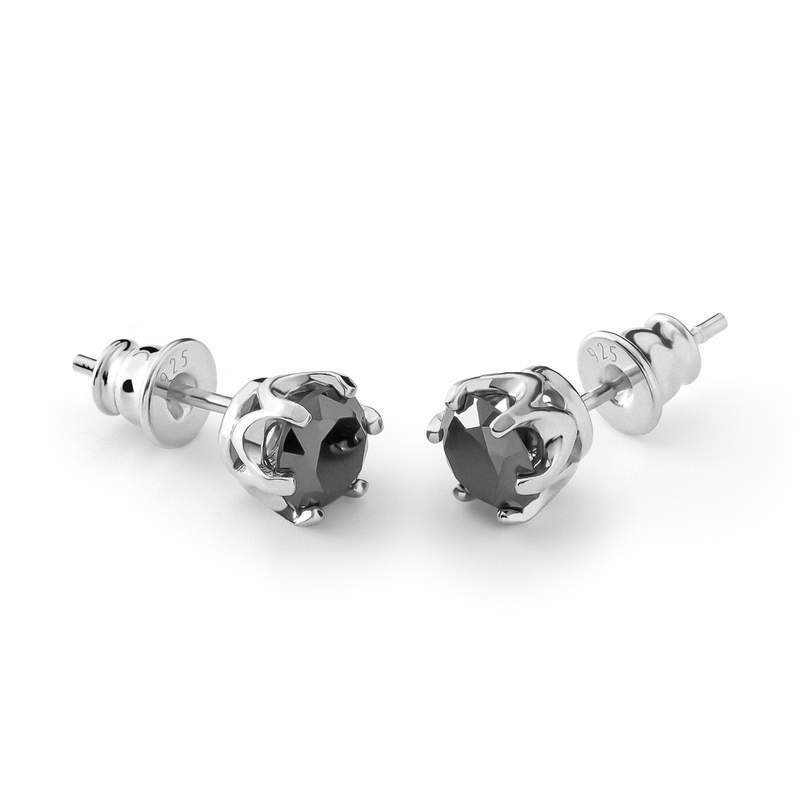Kolczyki diament syntetyczny 6 mm, srebro 925