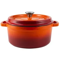 Garnki - Retro Garnek Żeliwny Z Pokrywką 4,3L Vintage Cuisine - Pomarańczowy Ombre - miniaturka - grafika 1