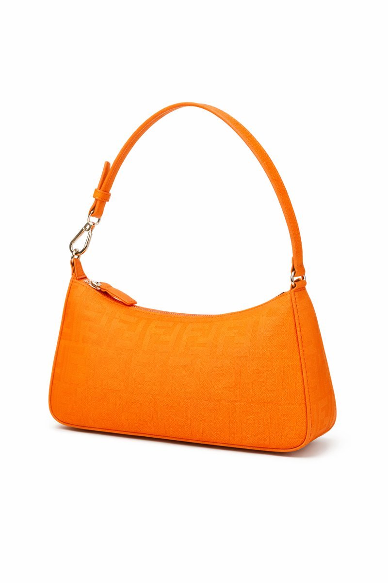 MANGO POMARAŃCZOWA TOREBKA KLASYCZNA Z LOGOWANYM NADRUKIEM 26X14X7 I4A