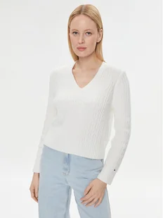 Tommy Hilfiger Sweter WW0WW39017 Écru Regular Fit - Swetry damskie - miniaturka - grafika 1