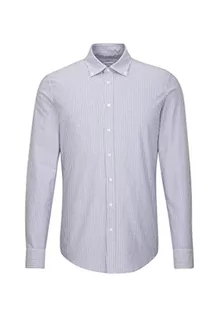 Koszule męskie - Jedwabna koszula męska, bardzo cienka, z długim rękawem i kołnierzem button-down, miękka w paski, Smart Business koszula biznesowa - grafika 1