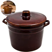 Beczki - Garnek Kamionkowy Na Smalec Mięso Sałatkę Zupę Ogórki Z Pokrywką 1L Gar - miniaturka - grafika 1