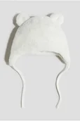 Czapki dla dzieci - H & M - Puszysta czapka z nausznikami - Biały - H&M - miniaturka - grafika 1
