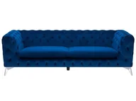 Sofy i kanapy - Beliani 3-osobowa sofa welur ciemnoniebieska SOTRA - miniaturka - grafika 1