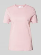 Koszulki i topy damskie - T-shirt z prążkowanym okrągłym dekoltem - miniaturka - grafika 1