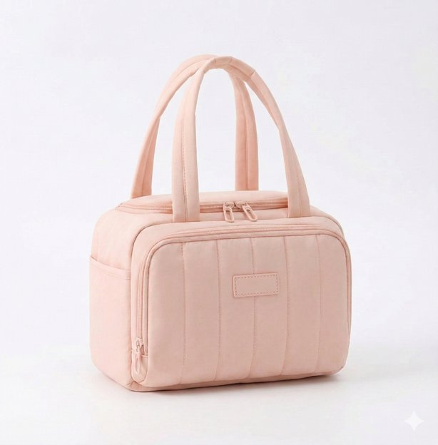 Pikowana Torba Termiczna na Lunch Różowa Dla Kobiet - Idealna do Pracy i Szkoły