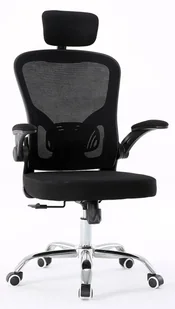 Fotel biurowy, krzesło biurowe Elior Czarne ergonomiczne krzesło do biurka z zagłówkiem do komputera E9-F55 - Fotele i krzesła biurowe - miniaturka - grafika 1