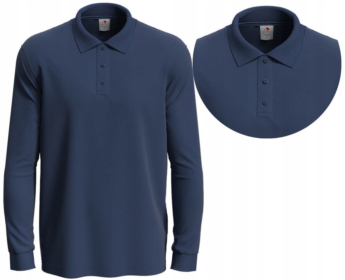 Koszulka POLO Męska Długi Rękaw STEDMAN 3400 GRANATOWA L