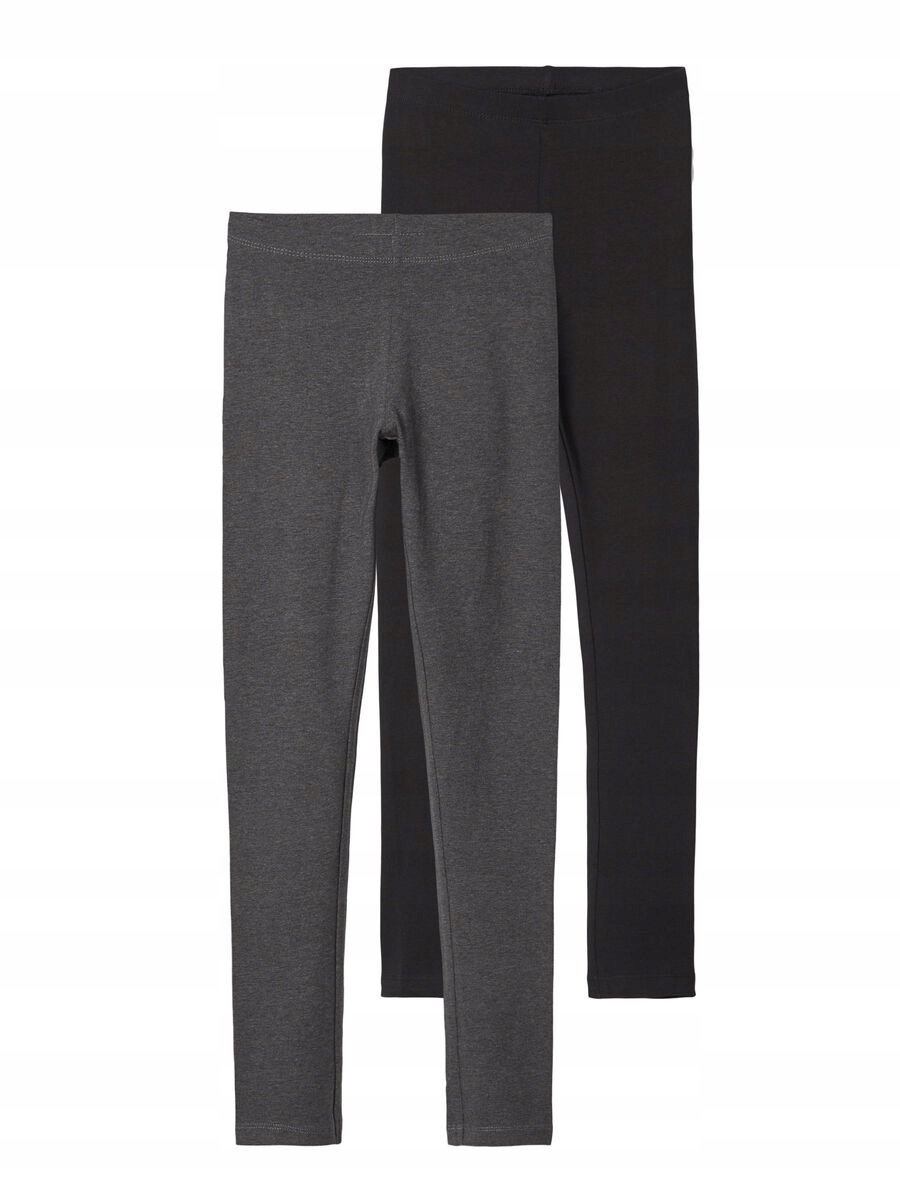 NAME IT CZARNE I SZARE LEGGINSY DZIEWCZĘCE GŁADKIE 2 PACK 122/128 6CA