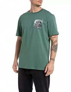 Koszulki męskie - Replay koszulka męska regular fit, 336 Green Essence, XXL - grafika 1