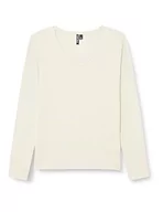 Koszulki i topy damskie - Bestseller A/S Damska koszulka Pcbillo Ls V-Neck Lurex Stripes Noos FC, Bright White/Stripes: Gold Lurex, M - miniaturka - grafika 1