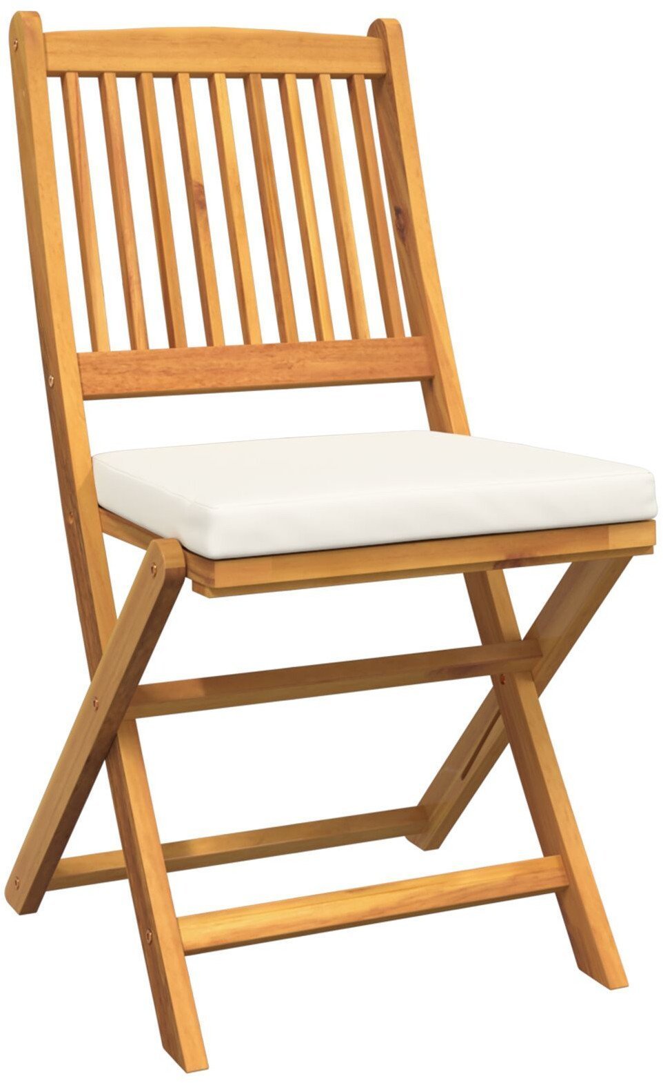 vidaXL Fotel na zewnątrz Zestaw 2 Kremowy biały Drewno, Poliester Średni