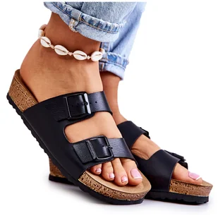 Damskie Klapki Sprzączki Inblu NM000028 Czarne - Klapki i japonki damskie - miniaturka - grafika 1