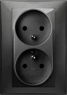Gniazdka elektryczne - Elektro-Plast Vestra Gniazdo podwójne 2x2P+Z monolit z ramką podtynkowe IP20 czarny 3835-09 - miniaturka - grafika 1
