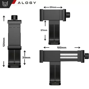 Uchwyt adapter na telefon do statywu selfie stick 1/4 Obrotowy 360 uniwersalny Alogy czarny - Selfie stick - miniaturka - grafika 3