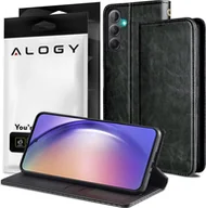 Portfele - Alogy Alogy Etui skórzane Leather Case zamykane z klapką Skórzany Portfel do Samsung Galaxy Z Flip 4 5G czarne - miniaturka - grafika 1