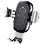 Uchwyty samochodowe do telefonów - Baseus uchwyt samochodowy grawitacyjny z ładowaniem QI Silver WXYL-0S - miniaturka - grafika 1