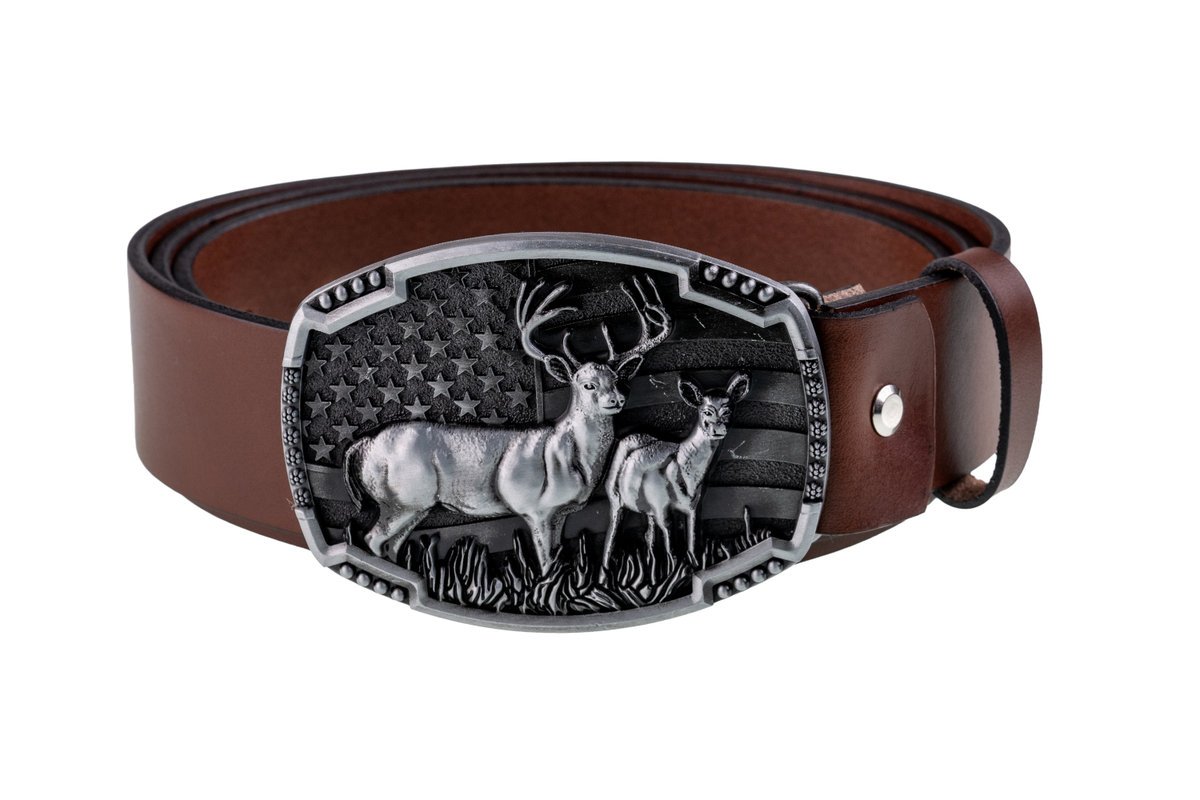 Pasek skórzany BÓR HUNTER ELEGANCE - America I Silver -110