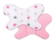 Poduszki do karmienia - Poduszaka antywstrząsowa BOBONO motylek - gwiazdy szaro-różowe/różowy - miniaturka - grafika 1