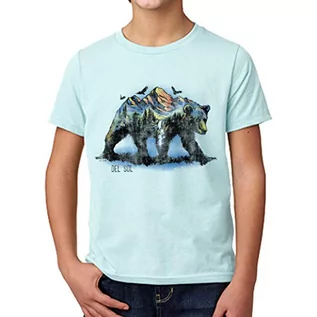 Koszulki dla chłopców - Del Sol Del Sol Premium Crew Tee dla chłopców  scena niedźwiedzia  lodowo-niebieski t-shirt  zmienia kolor czarny w żywe kolory na słońcu  100% czesana bawełna ring-spun, luźne dopasowanie, rozmiar YS - grafika 1