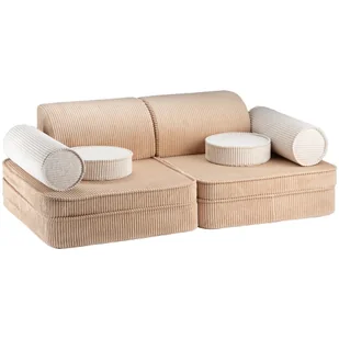 Jasnobrązowa sztruksowa sofa dla dzieci 132 cm Settee – Wigiwama - Fotele i pufy dla dzieci - miniaturka - grafika 1