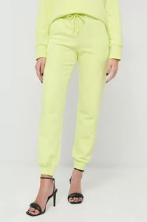 Spodnie damskie - Patrizia Pepe spodnie dresowe bawełniane damskie kolor zielony gładkie - grafika 1