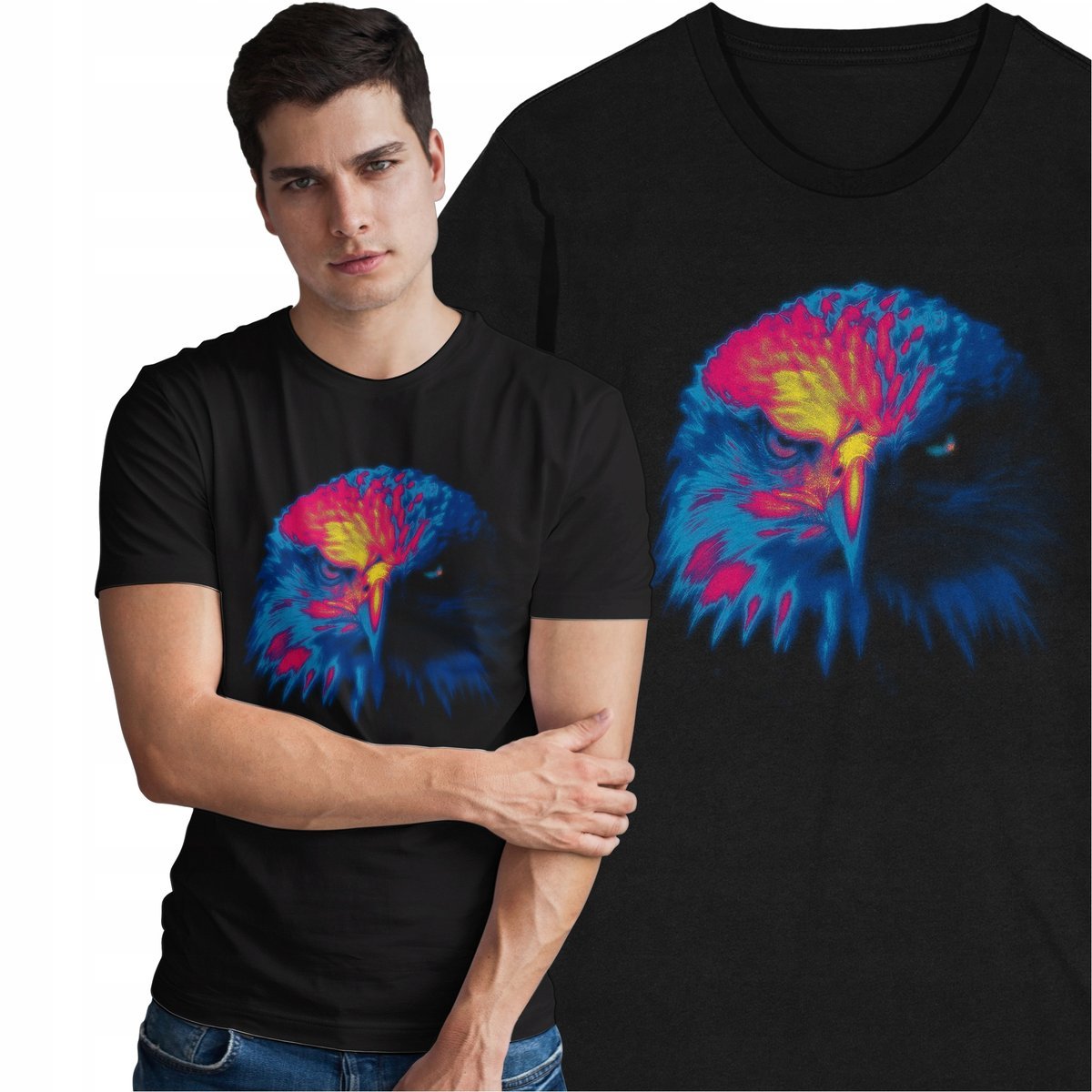 Koszulka America USA Stany Zjednoczone Neonowy Orzeł Eagle Zwierzęta