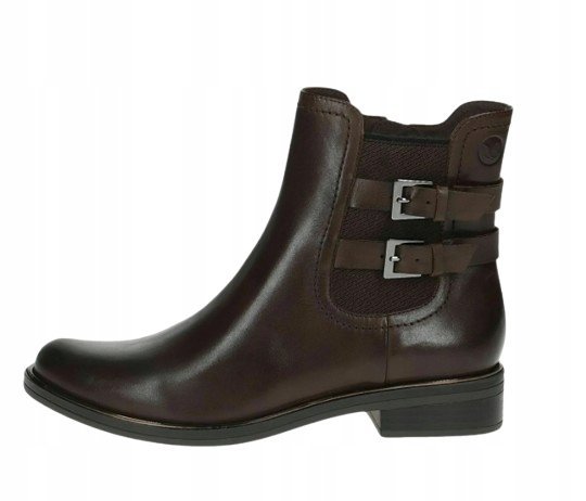 Caprice Brązowe Botki Z Paskami I Płaskim Obcasem 40 J3A