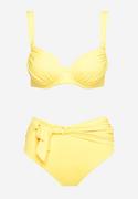 Stroje kąpielowe - Żółte Bikini z Ozdobnym Paskiem na Figach i Usztywnianym Biustonoszem Vamira - miniaturka - grafika 1