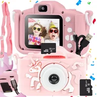 Aparaty Cyfrowe - APARAT CYFROWY DLA DZIECI Dziecka Fotograficzny RÓŻOWY UNICORN + KARTA 32GB - miniaturka - grafika 1