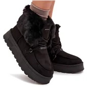 Kozaki damskie - Śniegowce Damskie Na Platformie Z Futerkiem I Wiązaniem Big Star SS274113 Czarne-36 - miniaturka - grafika 1