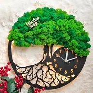 Zegary - Zegar, dąb z chrobotkiem reniferowym: 39cm -prezent świąteczny - miniaturka - grafika 1