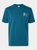 Koszulki męskie - Selected Homme T-Shirt Slhrelaxaries 16094014 Turkusowy Relaxed Fit - miniaturka - grafika 1