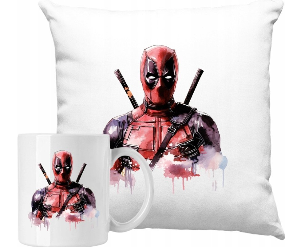 ZESTAW PODUSZKA + KUBEK Deadpool Wade Wilson Pomysł Na Prezent +IMIĘ #10