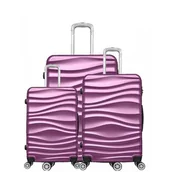Torby podróżne - Walizka walizka 3 szt. twarda skorupa wózek zestaw walizka zestaw bagaż podręczny torba podróżna ABS-04 fioletowy - miniaturka - grafika 1