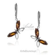 Kolczyki - ankabizuteria.pl Kolczyki srebrne z bursztynem MOTYLKI - miniaturka - grafika 1