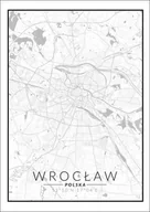 Plakaty - Plakat, Wrocław mapa czarno biała, 70x100 cm - miniaturka - grafika 1