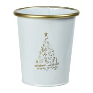 Ozdoby bożonarodzeniowe - Metalowe wiaderko świąteczne, białe - miniaturka - grafika 1