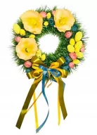 Sztuczne kwiaty - WIANEK WIELKANOCNY NA DRZWI dekoracja jajko kwiaty sztuczne stroik święta - miniaturka - grafika 1