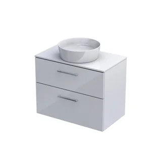 Szafka łazienkowa pod umywalkę z blatem Oristo Geo 80 cm biały połysk KI01-ZB2S-80-1 - Szafki łazienkowe - miniaturka - grafika 1