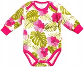 Body dla niemowląt - Body długi rękaw 2 napy KWIATY RÓŻ 68 KLEKLE - miniaturka - grafika 1