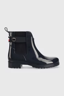 Kalosze damskie - Tommy Hilfiger kalosze Ankle Rainboot With Metal Detail damskie kolor granatowy - grafika 1