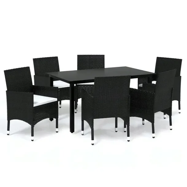 Komplet mebli ogrodowych - stół 150x90x74 cm, krzesła 53x58x84 cm, czarn