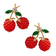 Kolczyki - Kolczyki Malina czy Wiśnia - Pozłacane 14k złotem - miniaturka - grafika 1